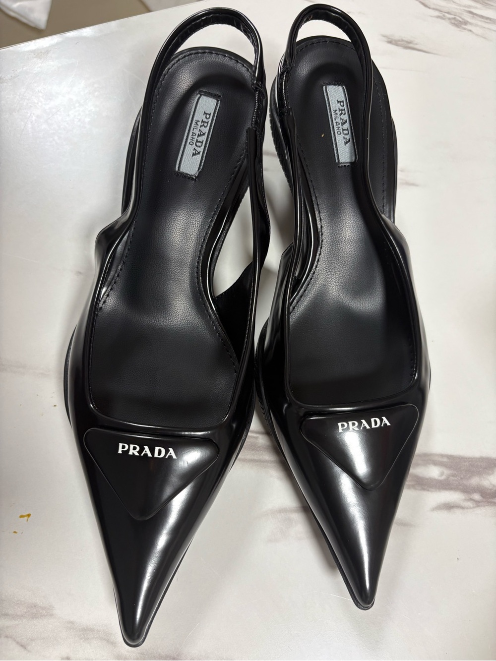 Prada Black Patent Leather Slingback Pumps - Picture 4 of 4